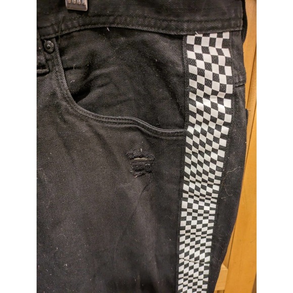 Empyre Jeans‎ Mens 38 Recoil Stretch Black Skinny Checker Race Print Destroy - Picture 3 of 6